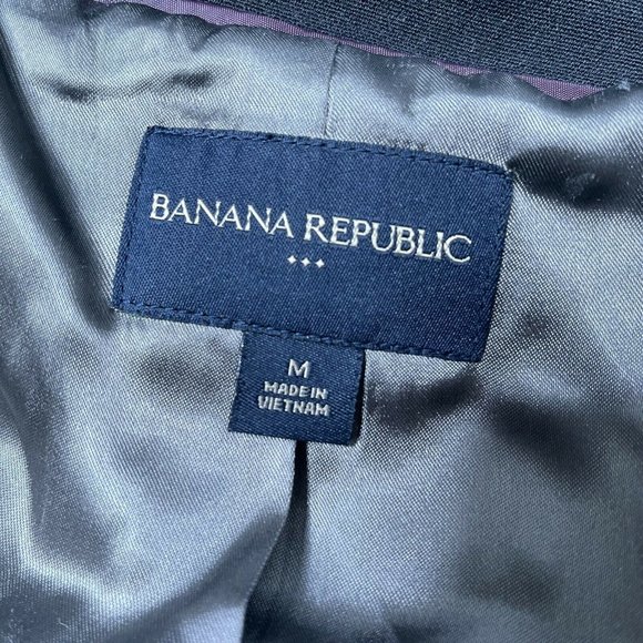 Banana Republic coat medium black Womens Long Peacoat jacket collared preppy - Picture 6 of 7